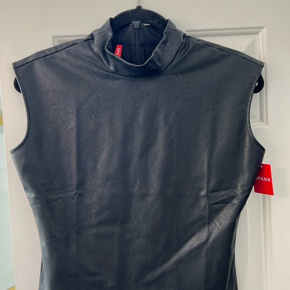 NWT Spanx faux leather tank bodysuit